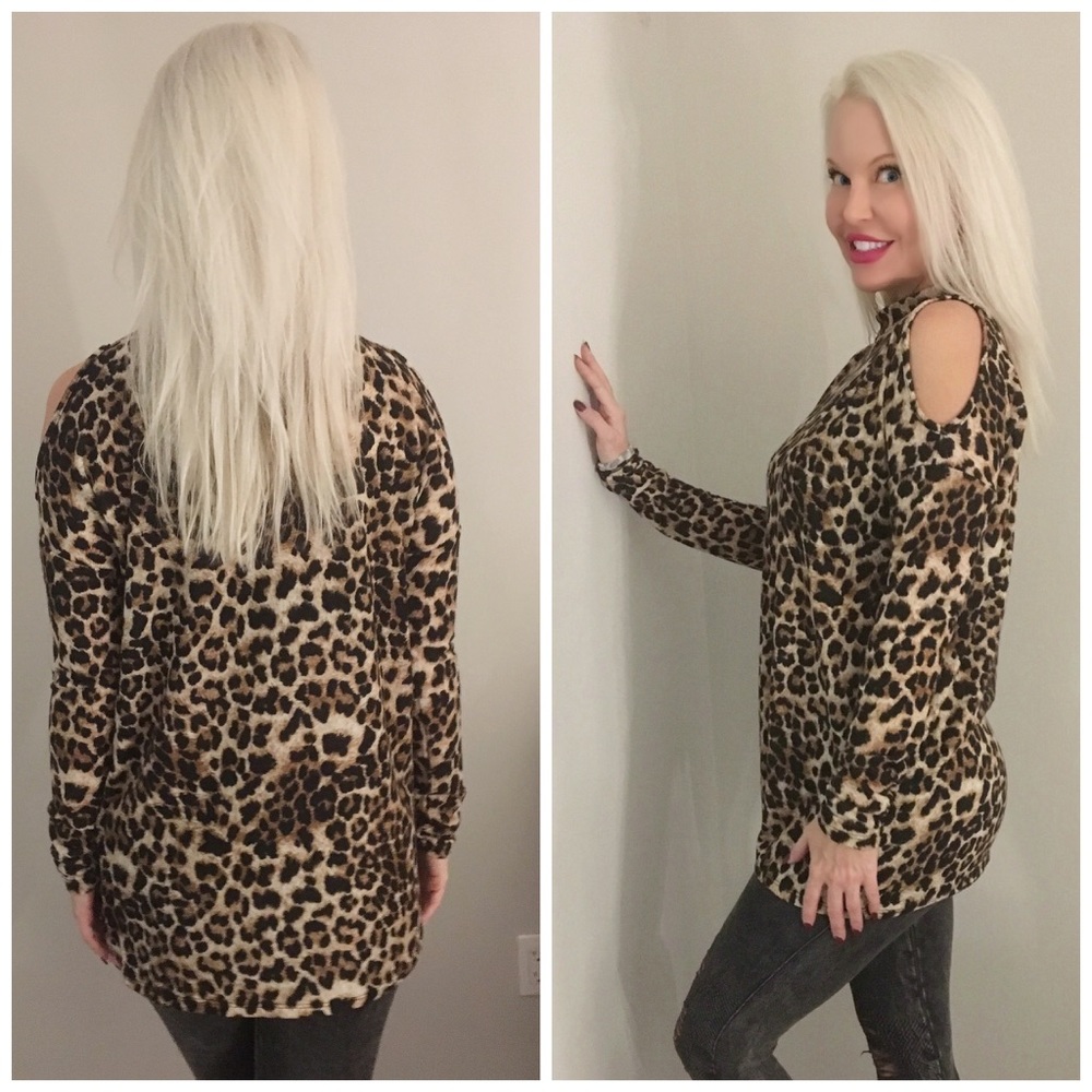 Leopard High Neck Cold Shoulder Tunic! ❤️LAST 2 - Picture 5 of 5